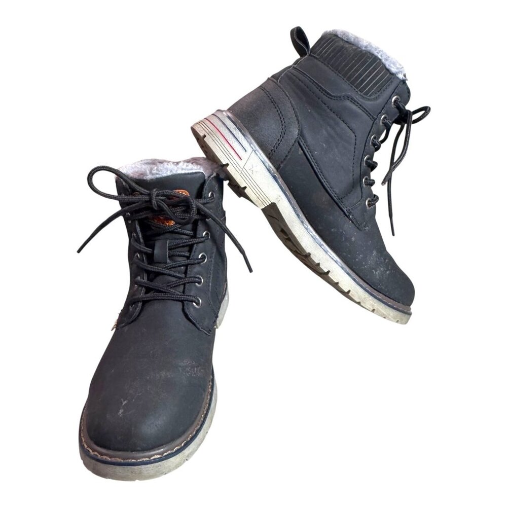 Quatchi 36 Black Leather Ankle Boots Womens Laces & Fur Lined Interior READ